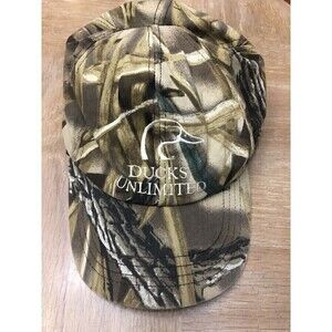 Ducks Unlimited Camo Hunting Cap M Thinsulate Advantage Wetlands Flaps Vintage